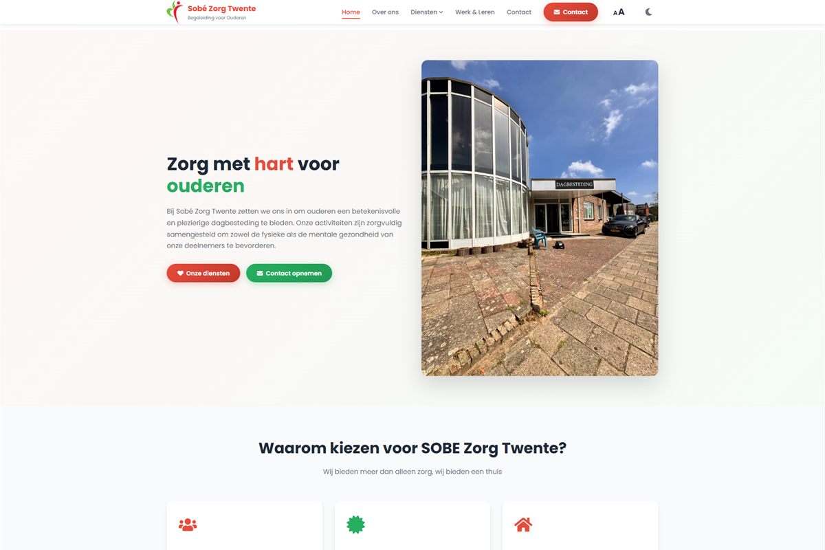 Website van SOBE Zorg Twente